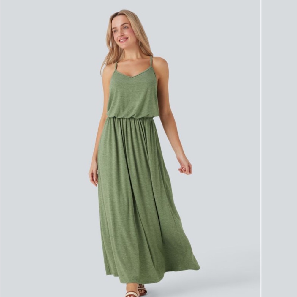 HALARA Sage Green Maxi Dress